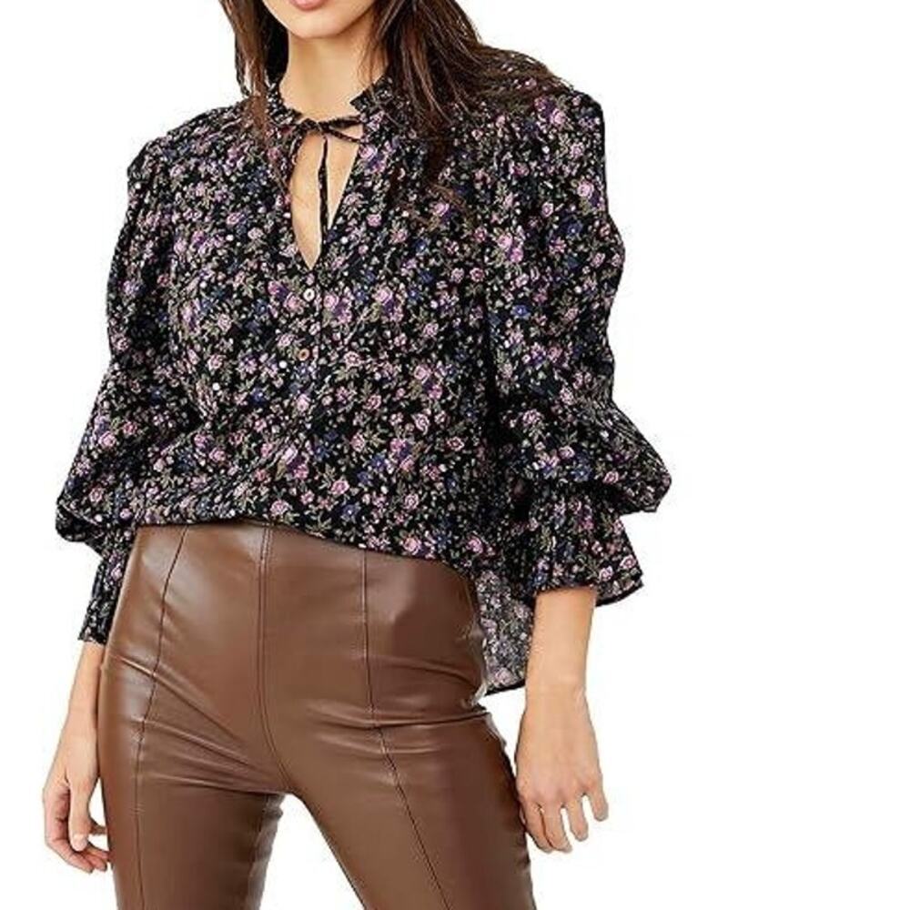 Free People Meant To Be Floral Peasant Blouse (L)
